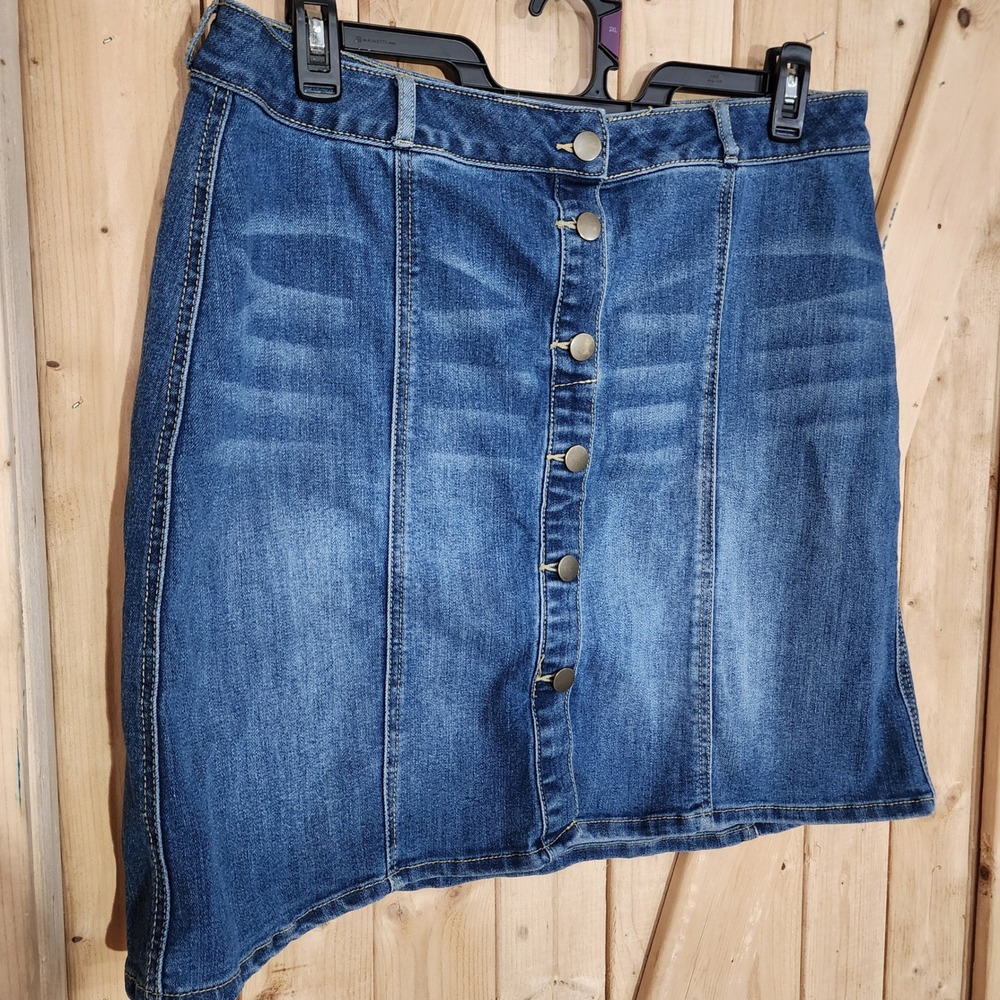 Est. 1946 Denim Womens Button Front Mini Skirt Medium Wash Blue Size 14